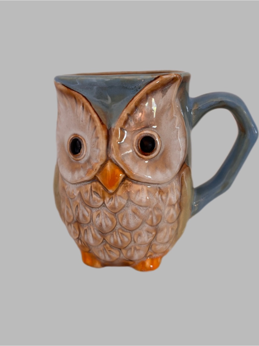 Burton + Burton Owl Mug in Green, Tan and Orange